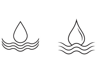 Fototapeta premium Waterdropandwavesicons simplelinestyleteardropshapeswithripples