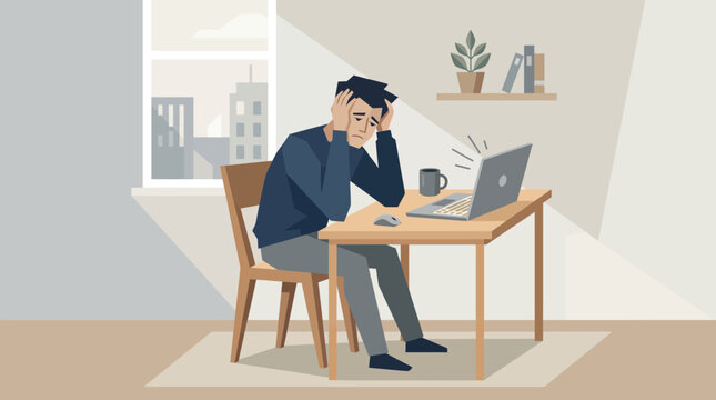Minimalist illustration of a person overthinking with a puzzled expression and thought bubbles
