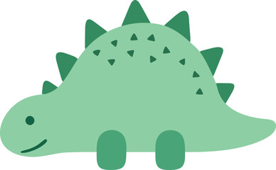 Cute green stegosaurus dinosaur illustration © KEI KATA