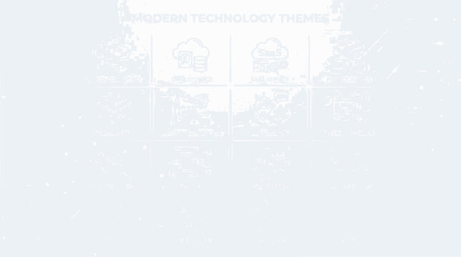 Abstract Futuristic Grid with Cloud Icons and Tech Elements