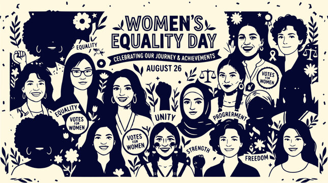 Women's Equality Day August 26 Diverse Group Celebrating Journey Achievements