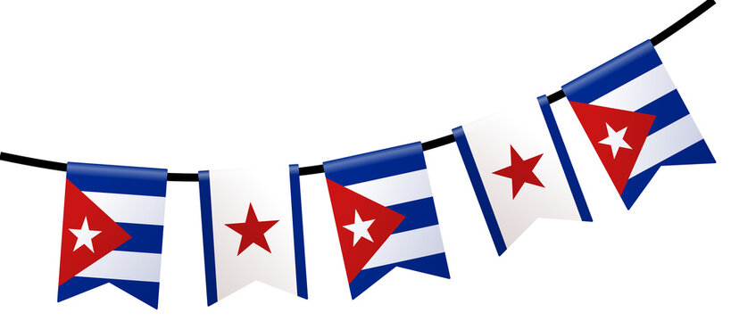 Cuba Flag Bunting Garland Illustration National Day Celebration Decoration Clip Art