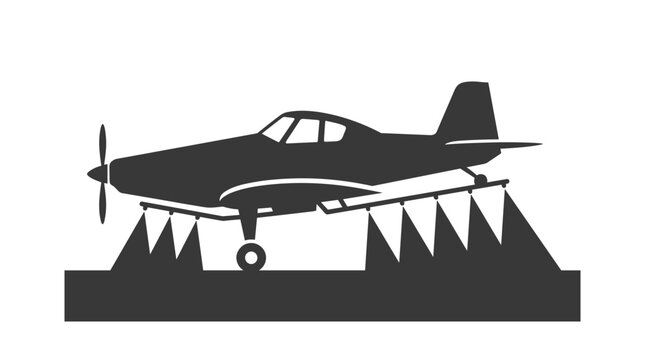 Agricultural Crop Duster Airplane Icon Silhouette.