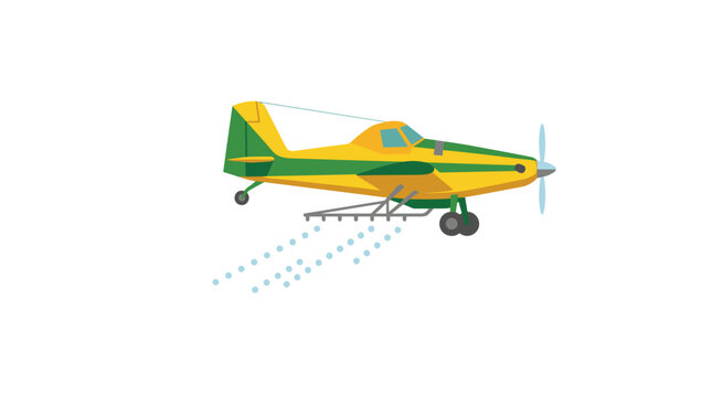 Agricultural Crop Duster Airplane Spraying Pesticides.
