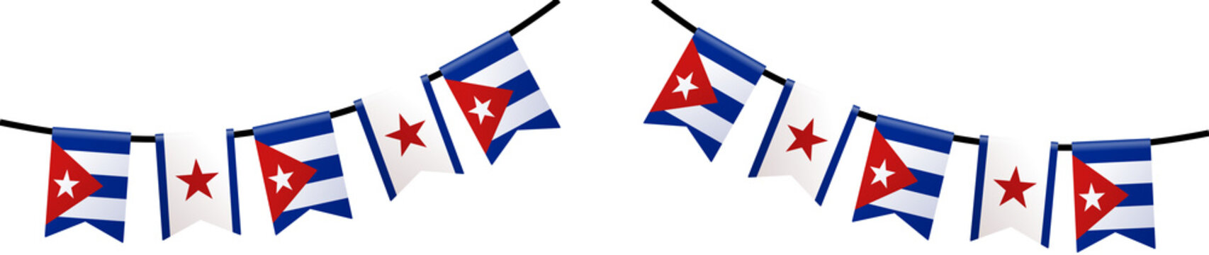 Cuban flag pennants bunting for parties, celebrations, or patriotic events, ideal for decorating spaces with a cuban theme.