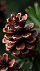 Fototapeta premium A cluster of closed pine cones, brown and textured , detail, nature, cones