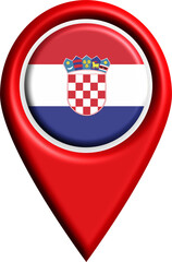 Obraz premium Croatian flag emblem map pin marker is ideal for designs related to geography, travel, navigation, or cultural events. Vibrant and symbolic.