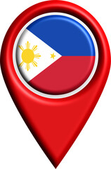 Fototapeta premium Philippines flag map marker suitable for travel guides, websites, and patriotic designs needing a vibrant and culturally significant symbol.