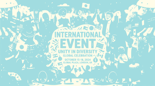 International Event Unity Diversity Global Celebration Heart Shape Crowd Flags