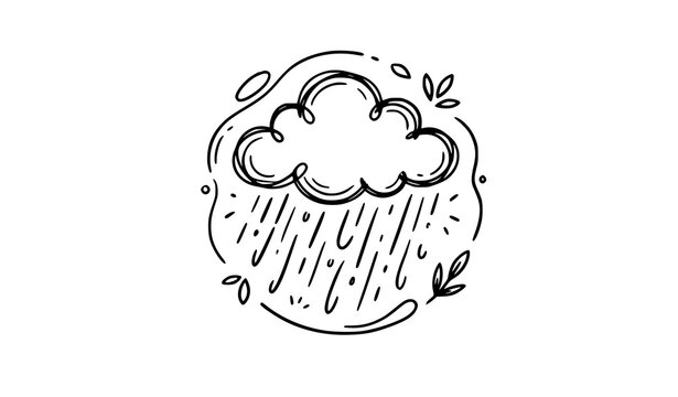 Modern cute drizzle cloud vector illustration abstract hand drawn logo scribble style design