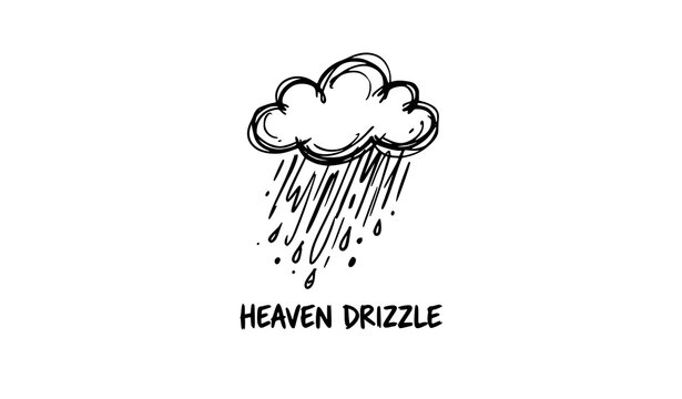 Trendy heaven drizzle abstract vector bundle cute cloud rain scribble logo illustration design