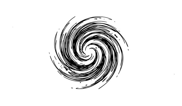 Circular dust swirl vector illustration abstract wind vortex hand drawn motion sketch symbol