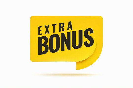 Bright yellow extra bonus speech bubble graphic
