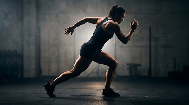 Athletic Silhouette Fitness Strength Power Motivation Minimal Dramatic Lighting Concept