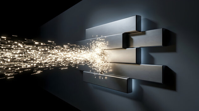 Digital data flow in secure cloud network with glowing particles and futuristic technology