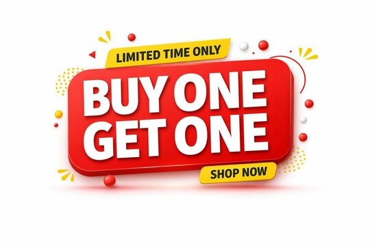 Limited time buy one get one free promotional banner with shop now button