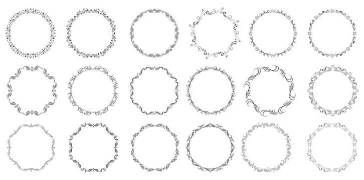 decorative circular frame border ornate vector set