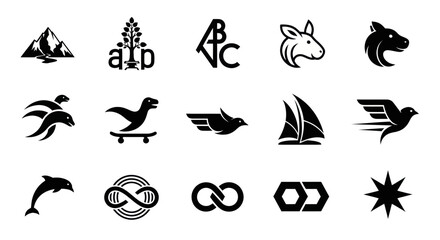Obraz premium Collection of Black and White Icons and Symbols for Design