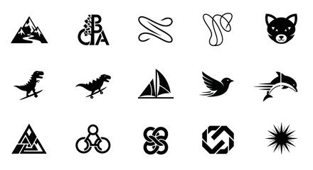Fototapeta premium Collection of Black and White Vector Icons and Logos