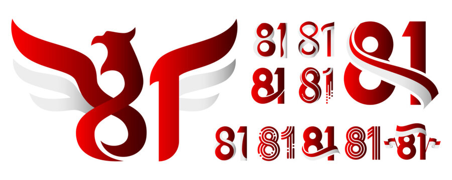 Modern Design 81 Years of Indonesian Independence Day Logo Set