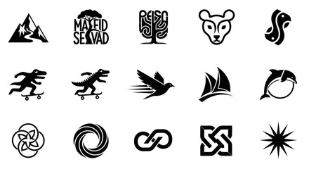 Fototapeta premium Collection of Black and White Vector Icons and Symbols