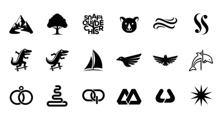 Obraz premium Collection of Black and White Vector Icons and Symbols