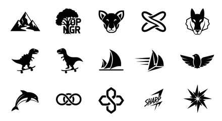 Fototapeta premium Collection of Black and White Vector Icons and Symbols