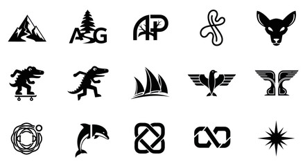 Fototapeta premium Collection of Black and White Vector Icons for Branding and Design
