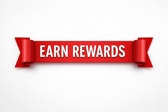 Red banner with earn rewards text for promotions and advertising