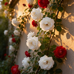 Fototapeta premium Climbing Roses in Golden Hour Light