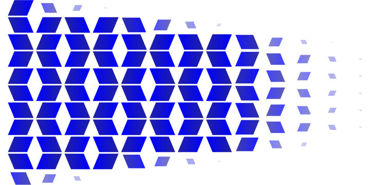 Blue parallelogram geometric size gradient, Fading blue diamond pattern, Abstract tech tile repeat