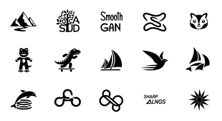 Fototapeta premium Collection of Diverse Black and White Icons and Symbols