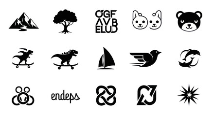 Obraz premium Collection of Diverse Black and White Icons and Symbols