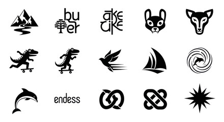 Fototapeta premium Collection of Diverse Black and White Vector Icons and Symbols