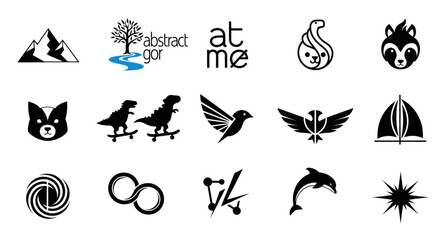 Fototapeta premium Collection of Diverse Vector Logos and Icons - Animals, Nature, Abstract, Symbols