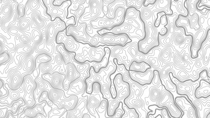 Black and white contour line seamless topographic map texture topographic map background geographic line map with elevation assignments.  © Mst