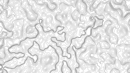 Black and white contour line seamless topographic map texture topographic map background geographic line map with elevation assignments.  © Mst