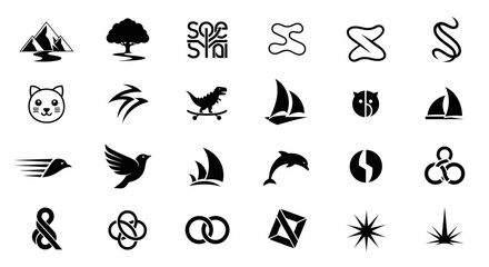 Obraz premium Collection of Vector Icons and Logos: Animals, Nature, Business, Symbols