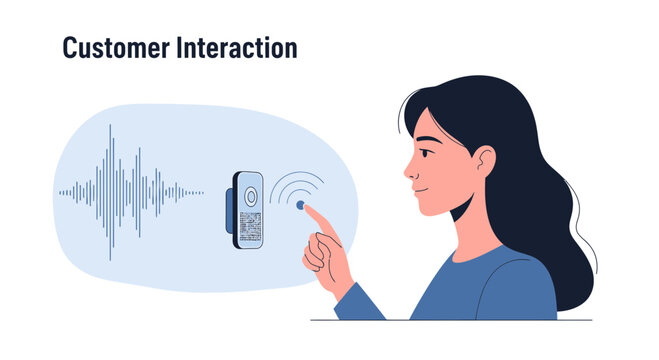 Customer Interaction with Smart Device and Audio Waveform