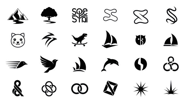 Collection of Vector Icons and Logos: Animals, Nature, Business, Symbols
