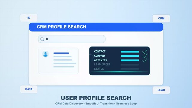Searching user profile on CRM system dashboard screenshot