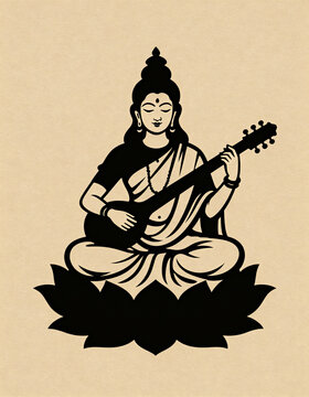 Saraswati mata Silhouette 