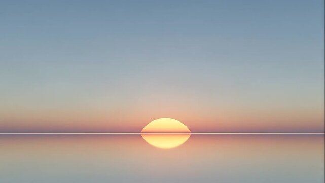Sunset over calm water with reflection.
