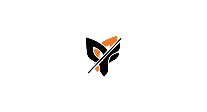 Abstract logo design with orange black.