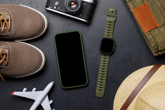 Safari clothing and gear with smartphone