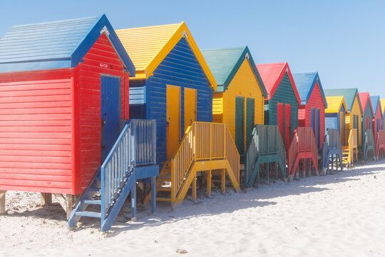 Colorful beach huts at Muizenberg Beach
