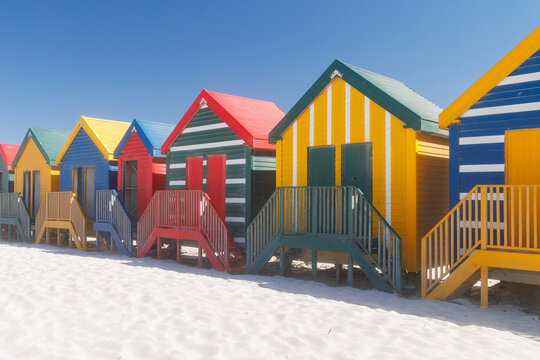 Colorful beach huts at Muizenberg Beach