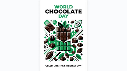 World Chocolate Day Celebration Poster - Sweet Treats and Cocoa Beans © Kamis