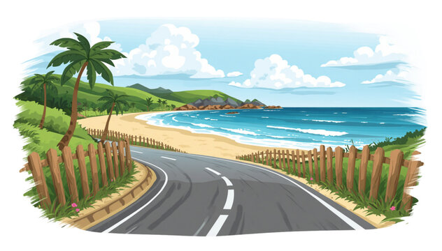 beautiful beachfront path with wooden fence