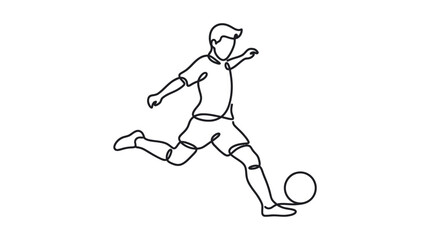 Soccer Player Continuous Line Vector Illustration © SaljuCreative